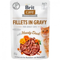 BRIT CARE CAT FILLETS IN GRAVY HEARTY DUCK 85G